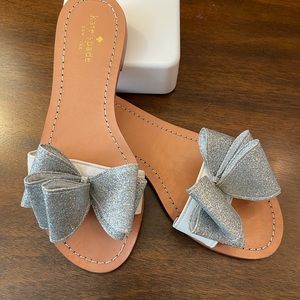 Kate spade silver bow glitter sandals